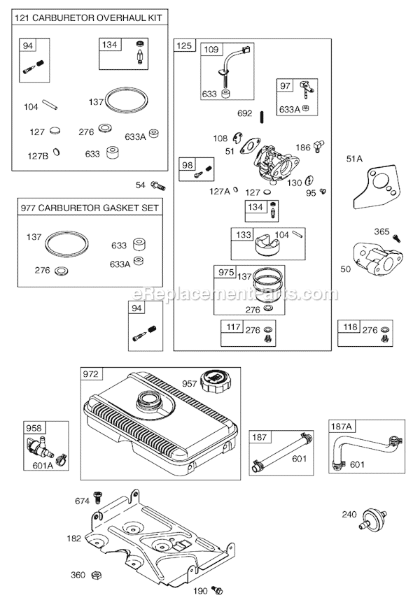 Page C Diagram and Parts List for 93400SERIES 0010-1286 Briggs and Stratton Engine